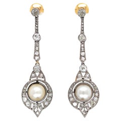 Diamond Natural Pearl Earrings