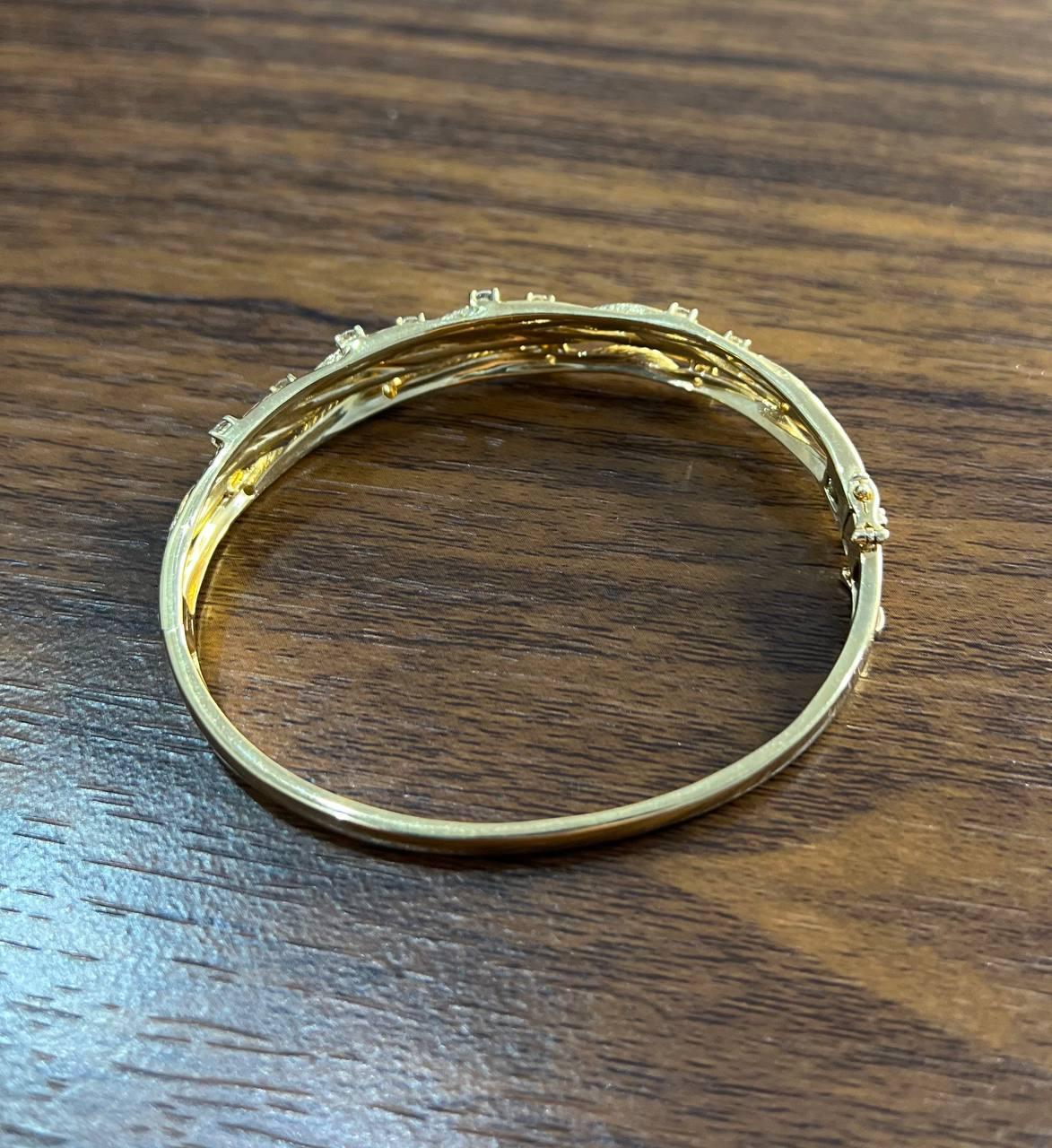 Bracelet à charnière en or jaune 14K avec diamants et branchages inspirés de la Nature en vente 2