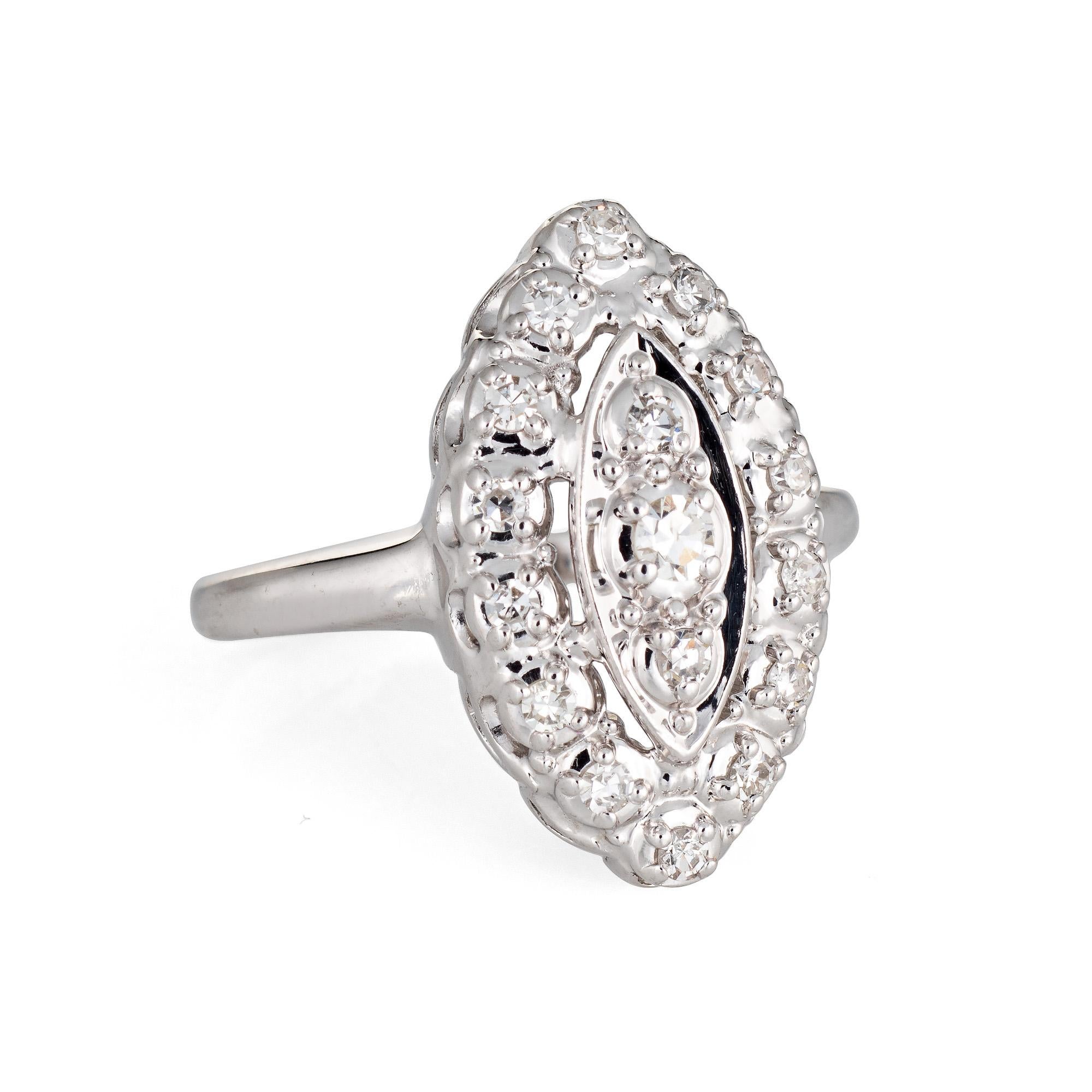 Diamant-Navette Ring Vintage 14 Karat Gold Kleine Cocktail-Schmuck Estate Fine (Moderne)