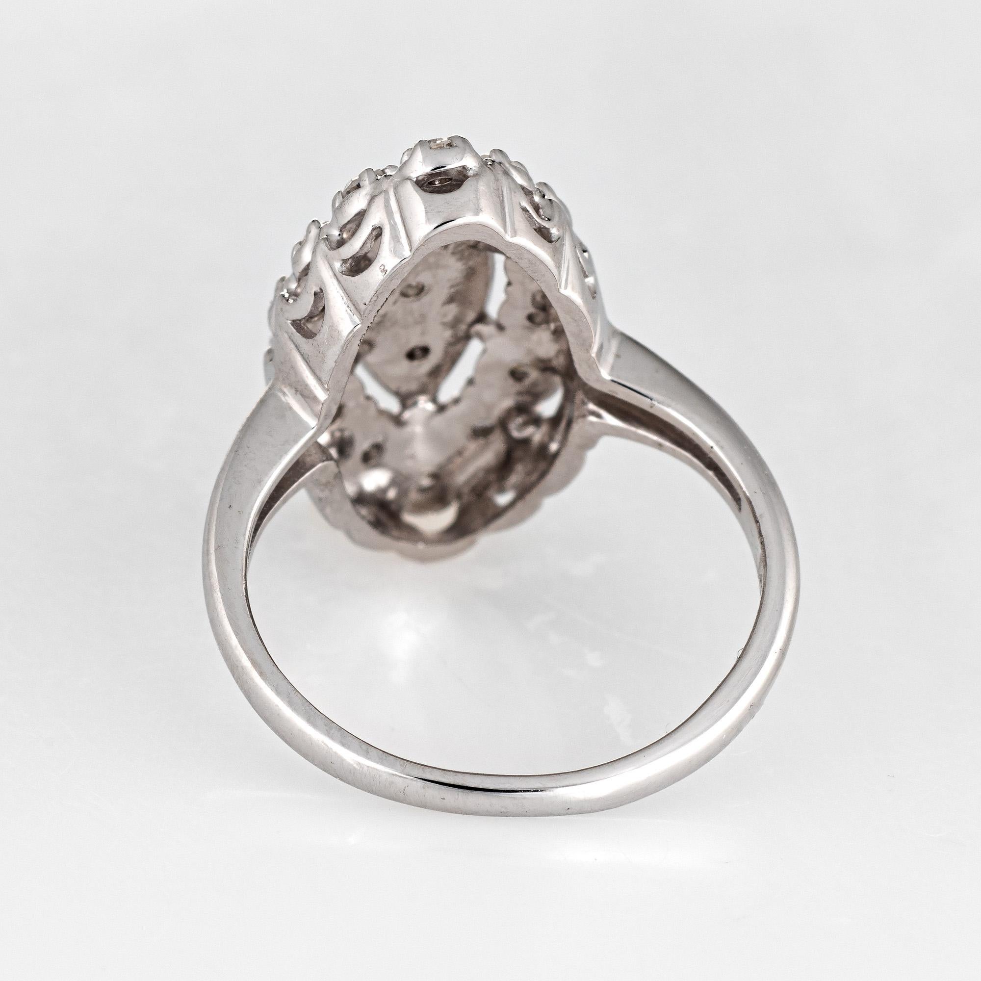 Diamant-Navette Ring Vintage 14 Karat Gold Kleine Cocktail-Schmuck Estate Fine im Zustand „Gut“ in Torrance, CA