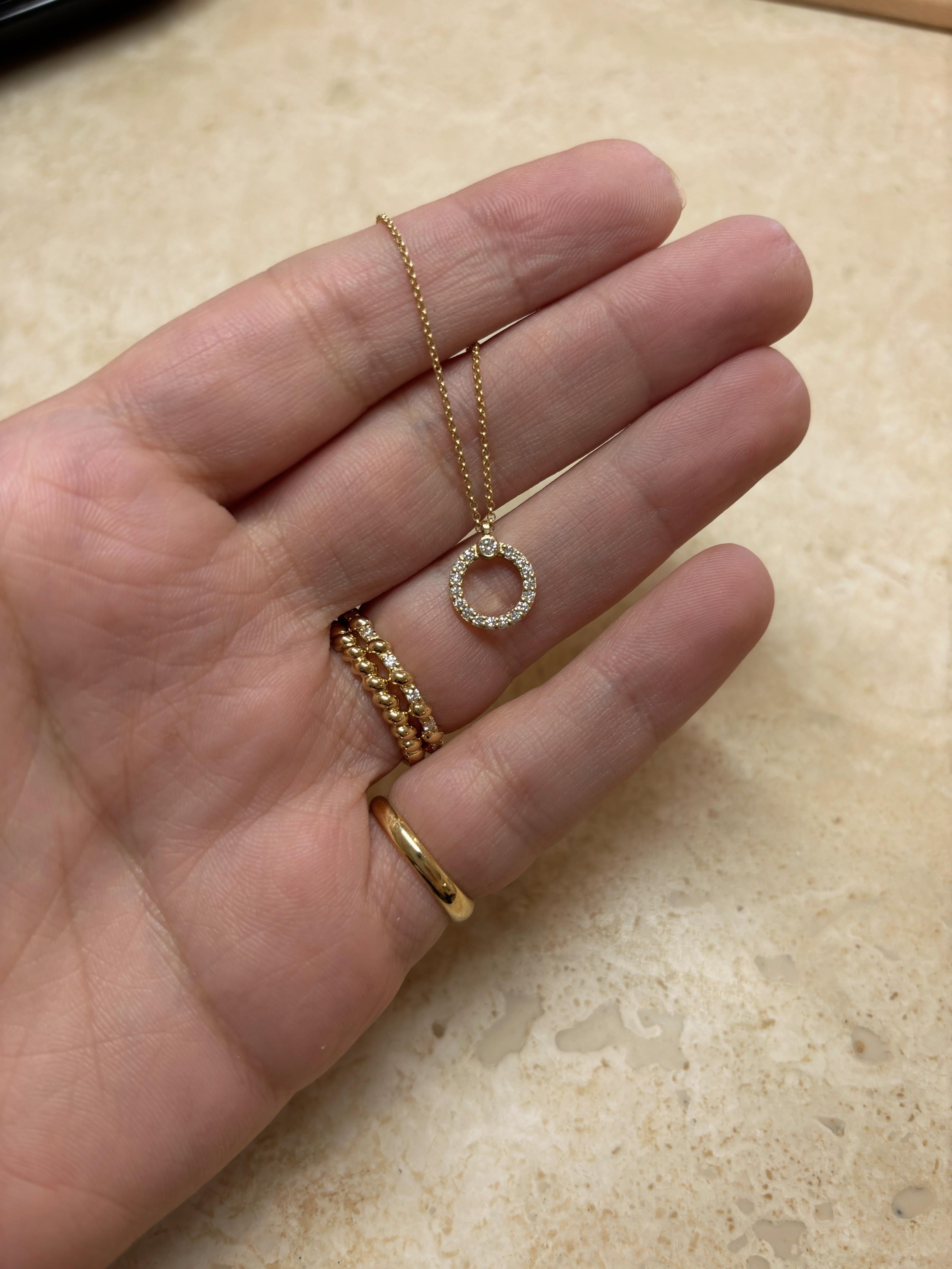 Contemporary Diamond Necklace, 0.18cts on 18K Gold Chain 16inches by Michelle Massoura For Sale