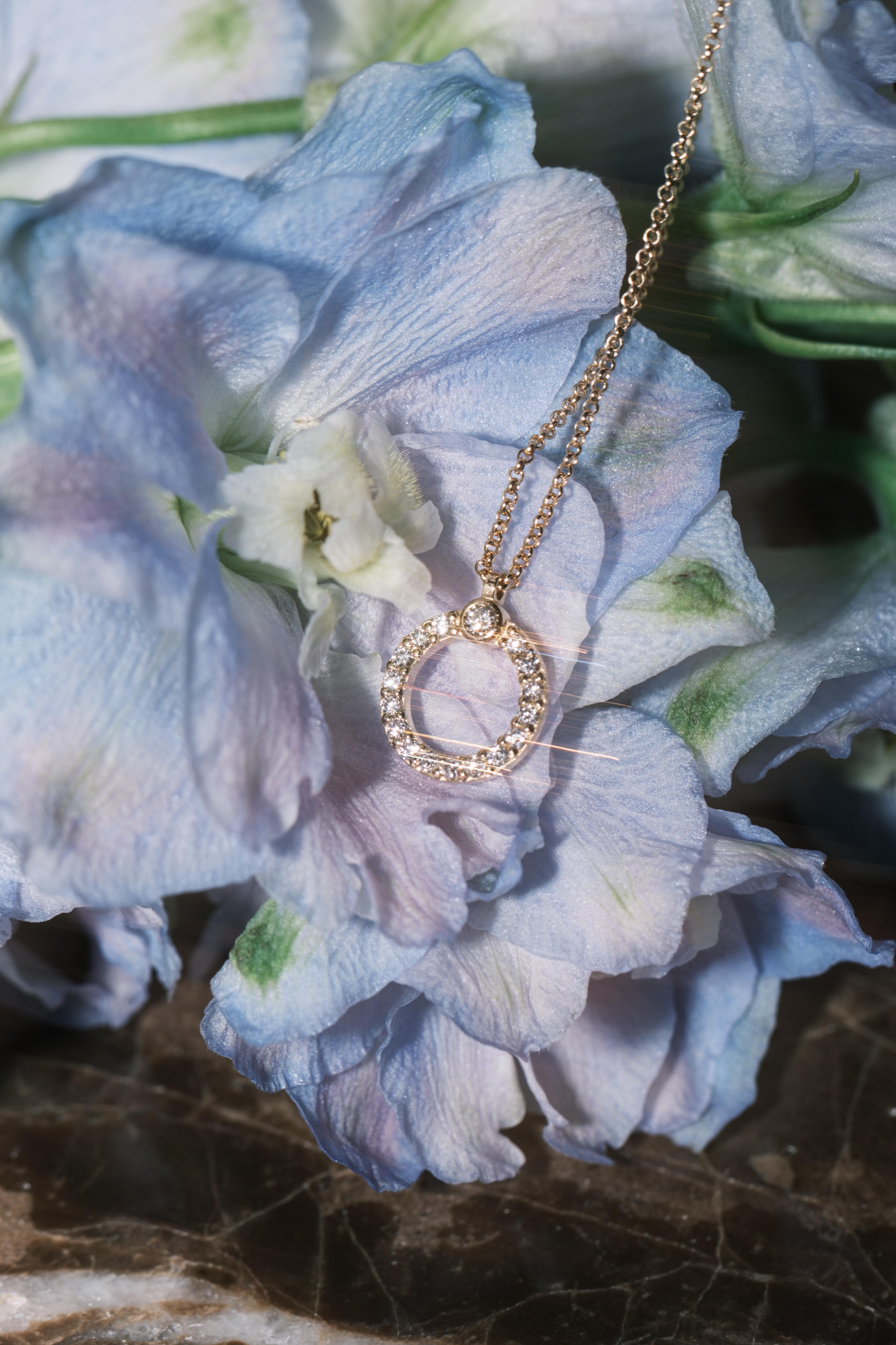 Diamond Necklace, 0.18cts on 18K Gold Chain 16inches by Michelle Massoura In New Condition For Sale In Nicosia, CY