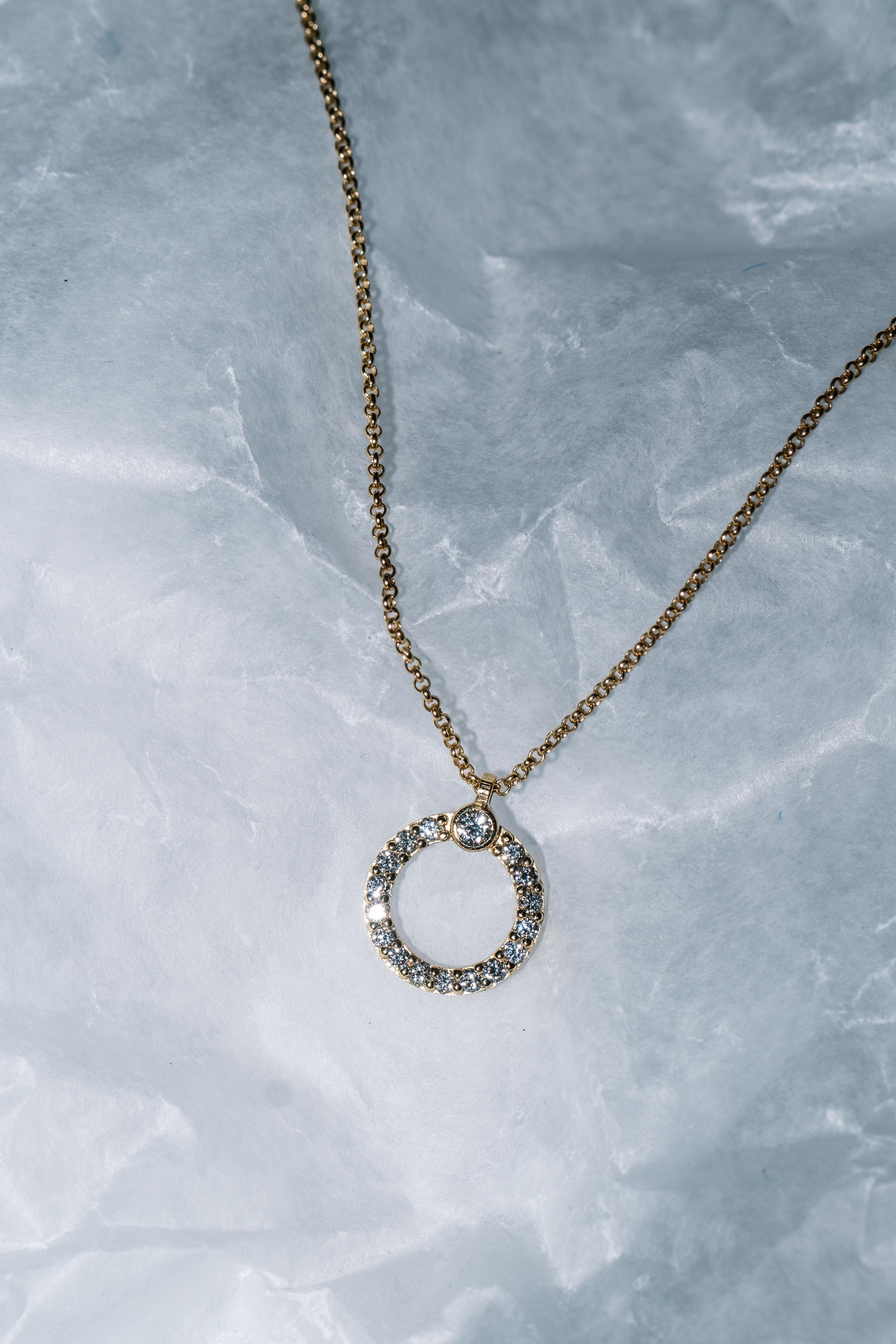 Diamond Necklace, 0.18cts on 18K Gold Chain 16inches by Michelle Massoura For Sale 1