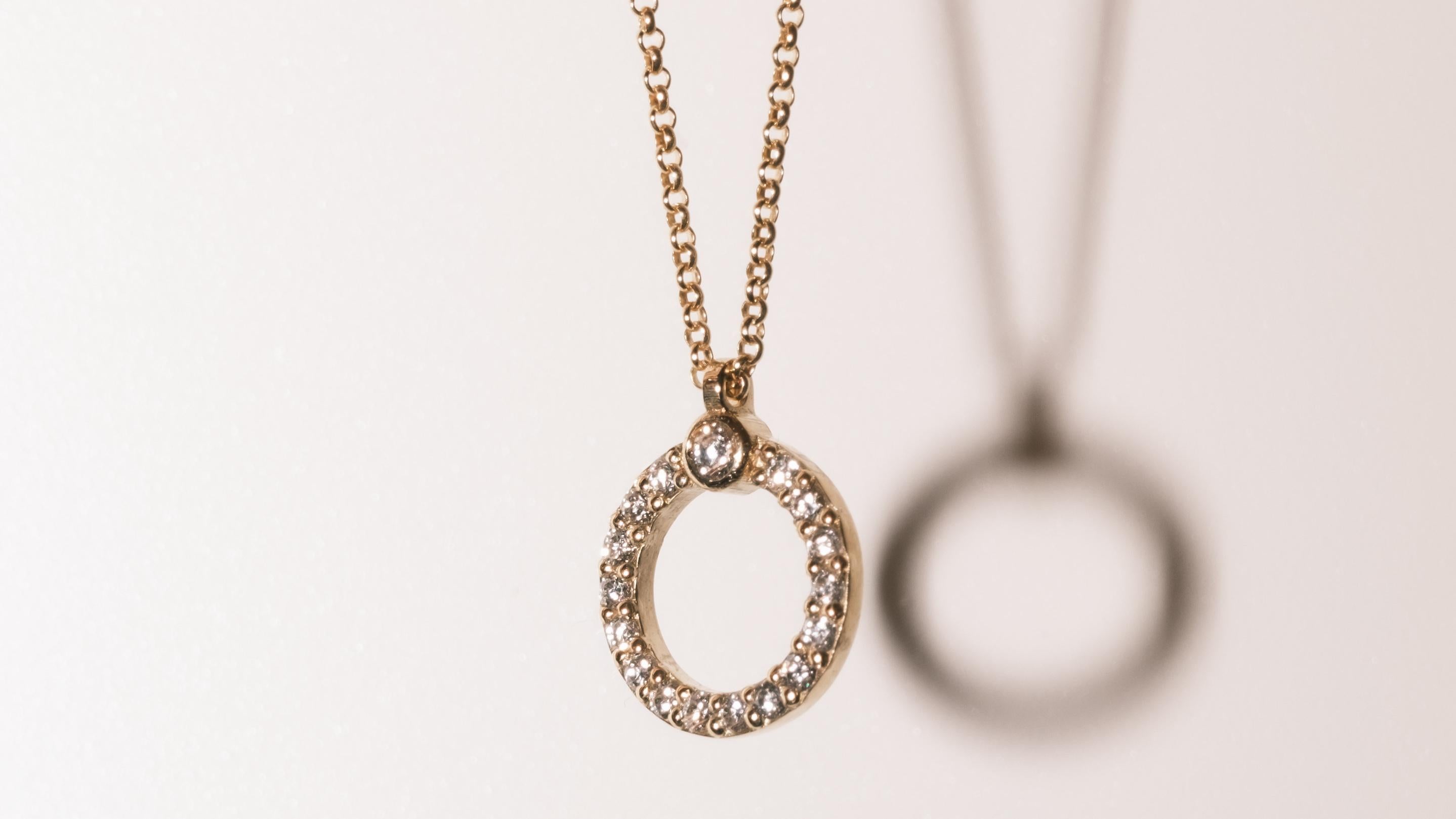 Diamond Necklace, 0.18cts on 18K Gold Chain 16inches by Michelle Massoura For Sale 2