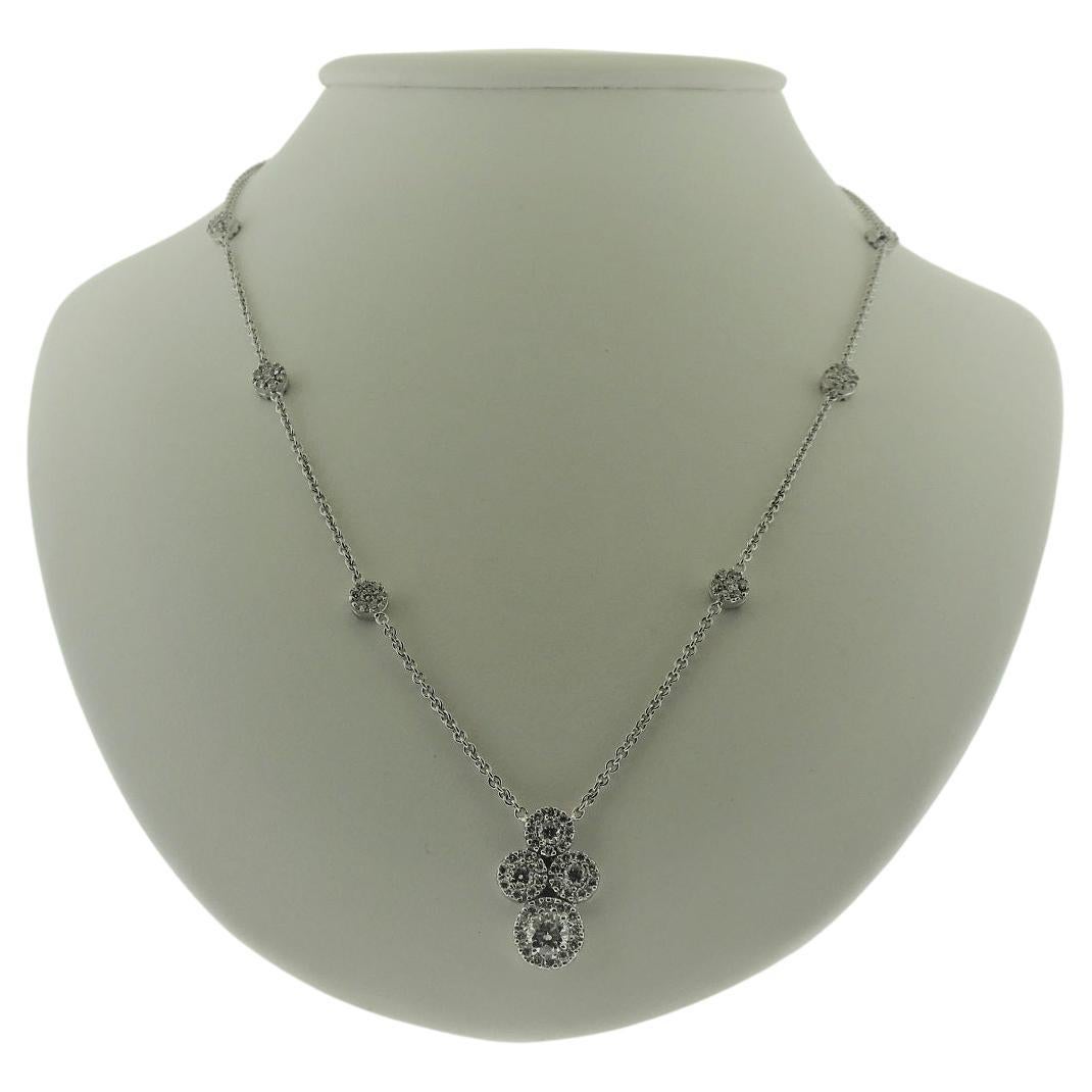 Diamond Necklace '1=0.51 + 123=3.07 cts' Necklace Set in 18K White Gold For Sale