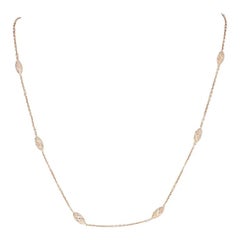 Diamond Necklace, 14 Karat Rose Gold Adjustable Cable Chain Round Cut .42 Carat