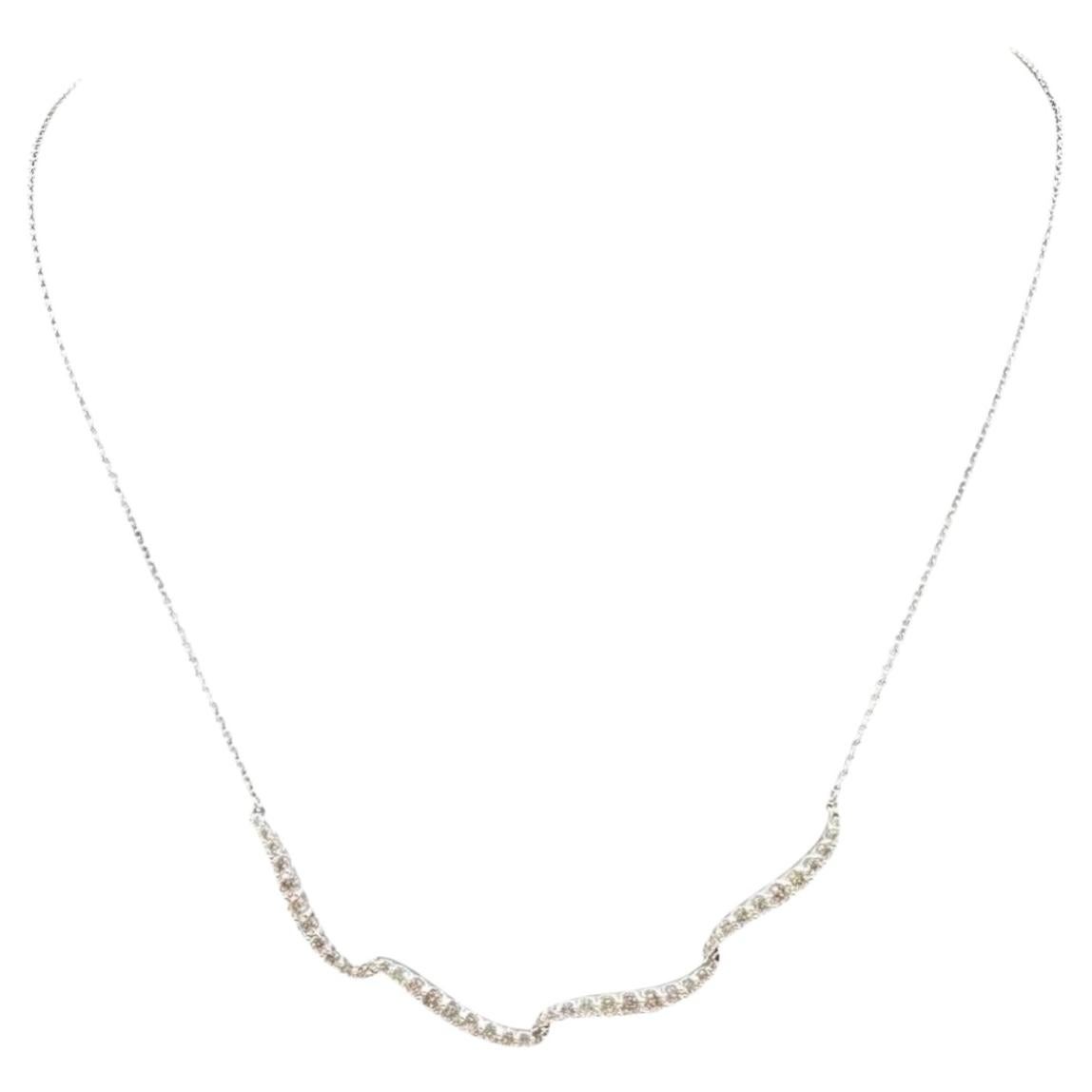 Collana con diamanti in oro bianco 14 carati, 1,25 carati in totale, GH SI I1, regolabile, nuova