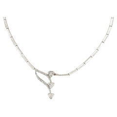Diamond Necklace 14K White Gold Choker 1.40 TDW