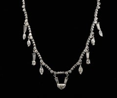 Diamantkette, Choker aus 14-karätigem Weißgold, 5,16 TDW, Anhänger