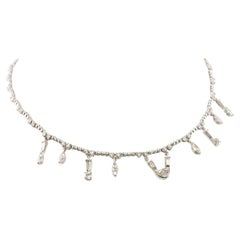 Diamantkette, Choker aus 14-karätigem Weißgold, 5,16 TDW, Anhänger