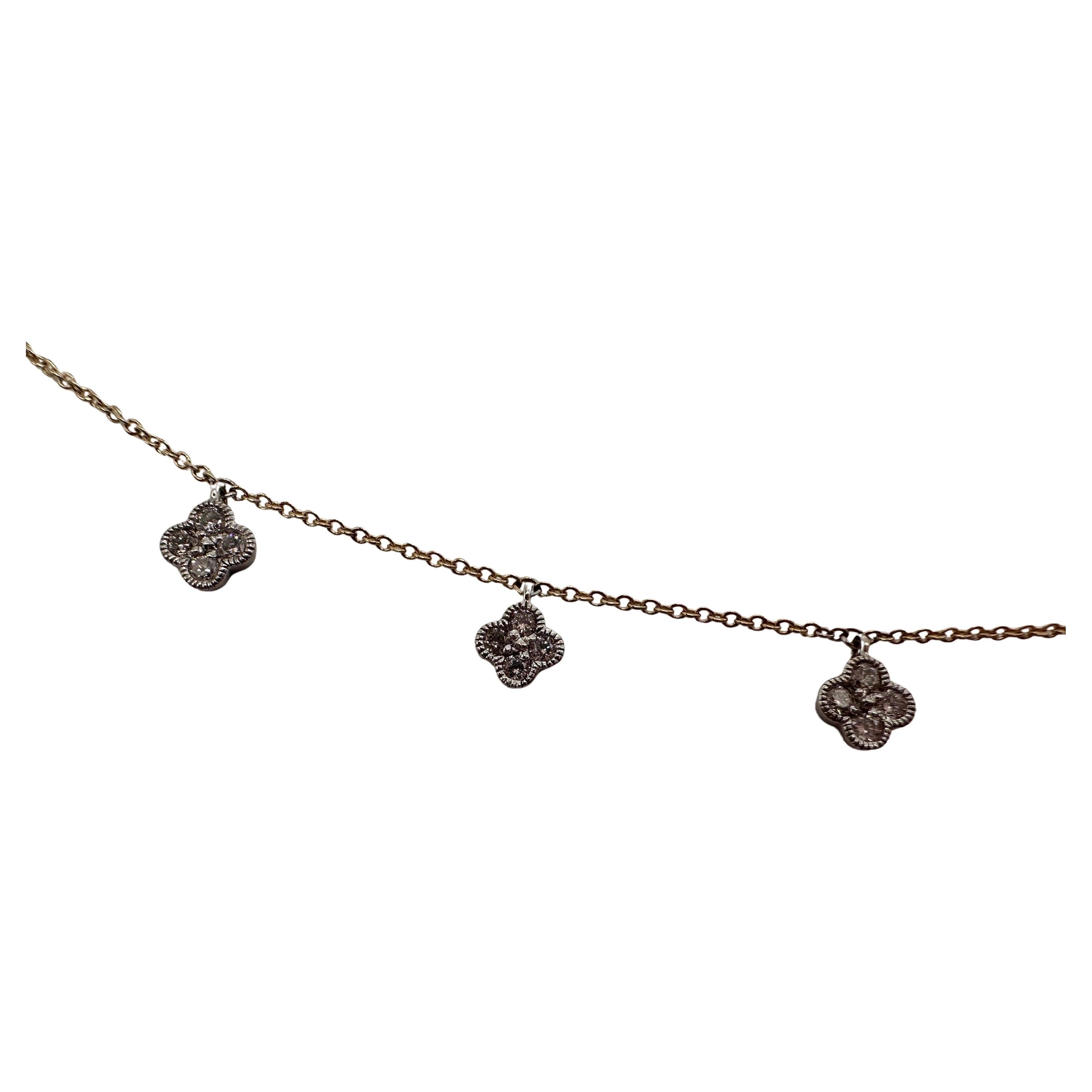Diamond necklace 14KT gold stunning four clever necklace