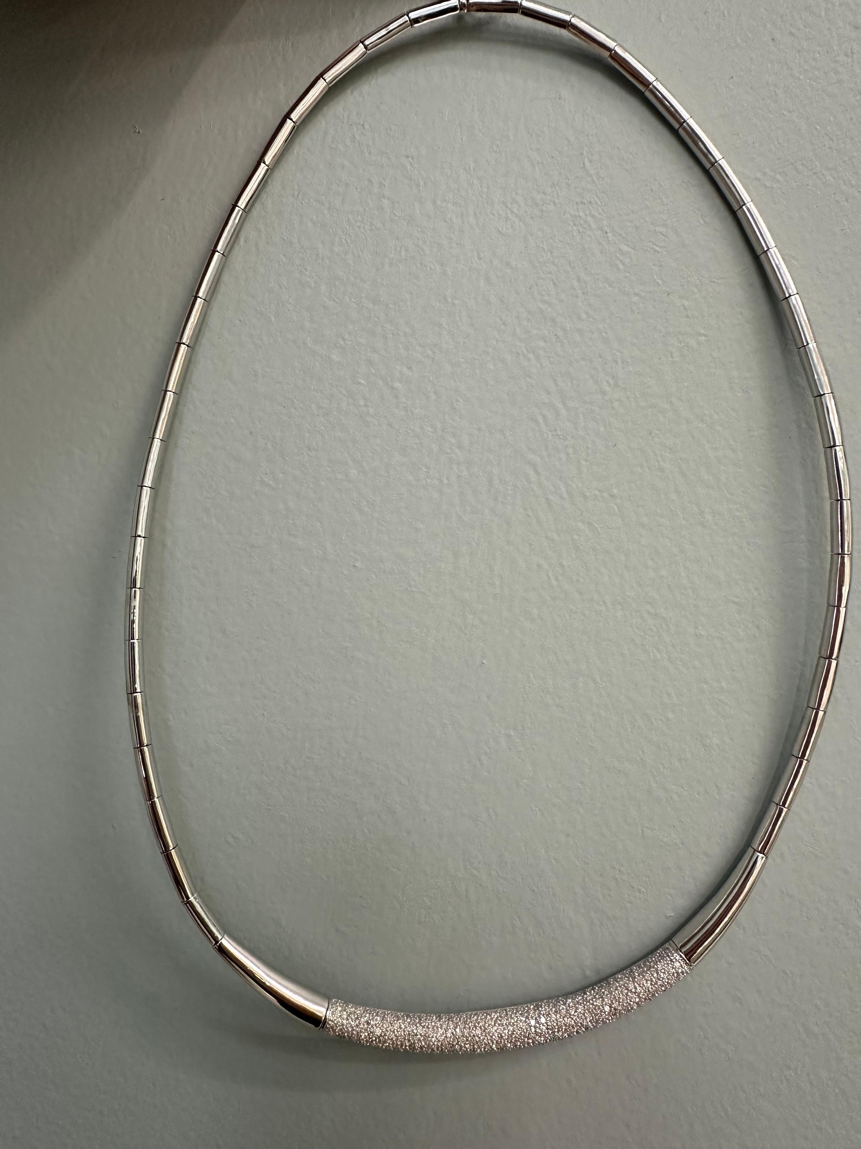 Brilliant Cut Diamond necklace 14KT white gold modern diamond necklace rope diamond style For Sale