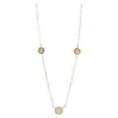 Collana con diamanti in oro giallo 14kt, 0,10 ct totali, GH I1, regolabile, nuova