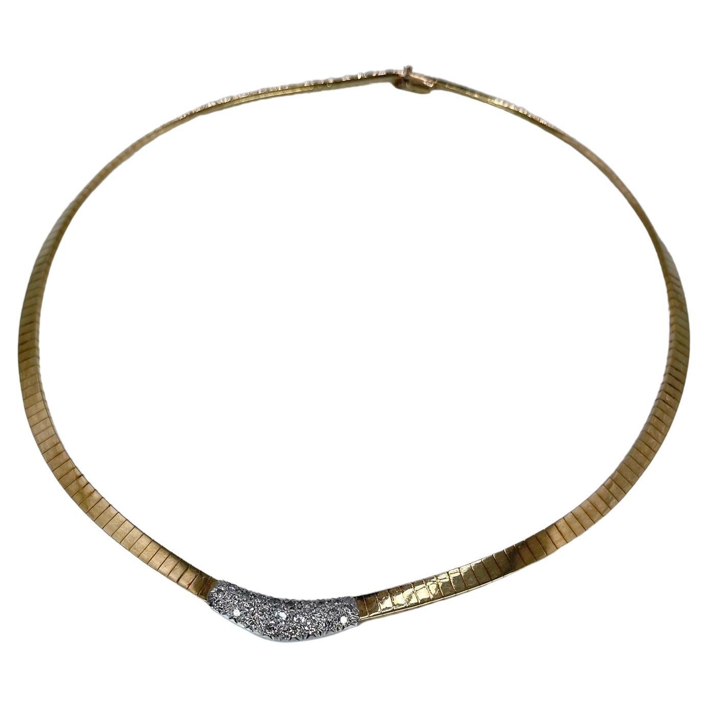 Diamond Necklace 14Kt Yellow Gold Stunning Cocktail Necklace Pave Diamonds For Sale