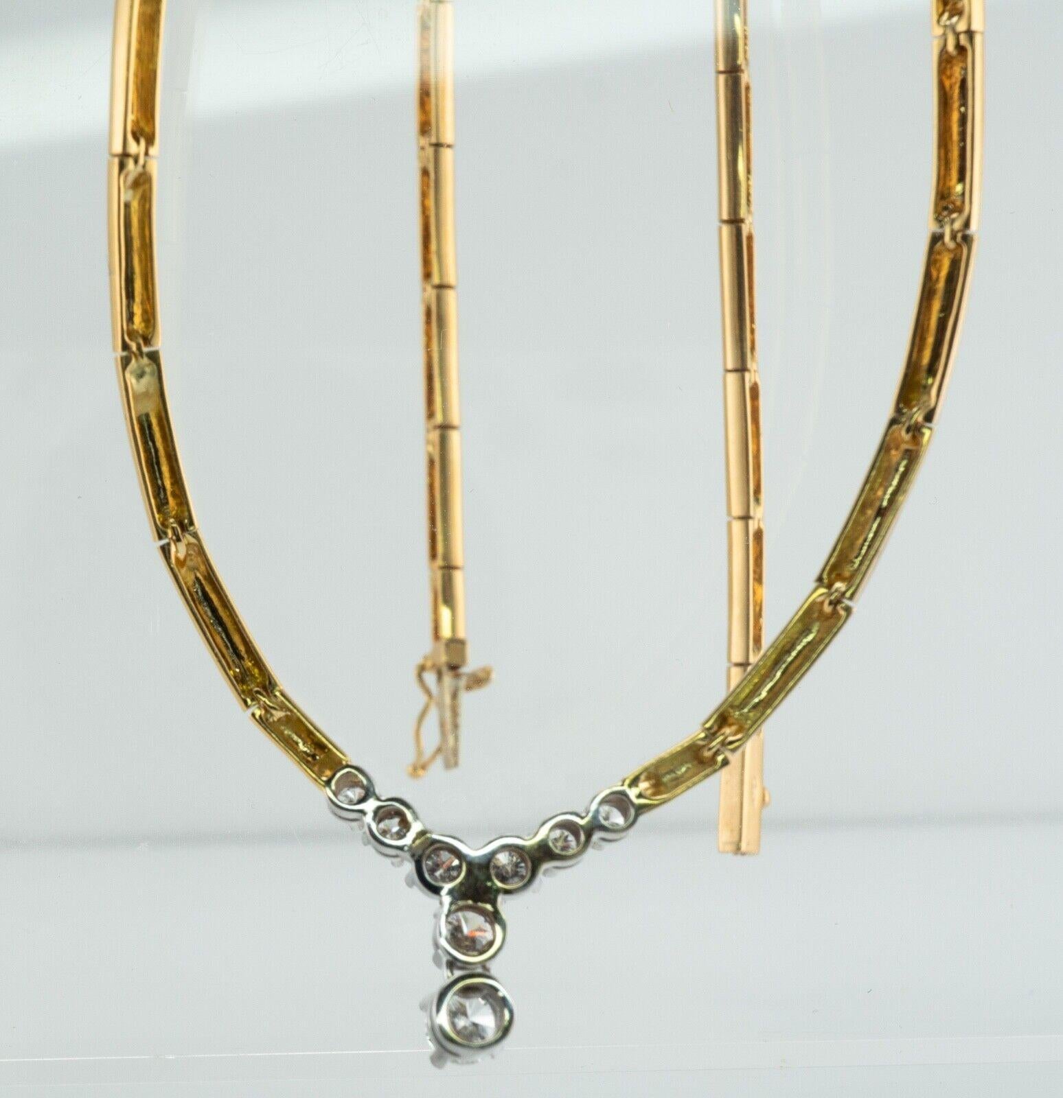 Diamant-Halskette 18K Gold Choker .91 TDW V-Shape (Rundschliff) im Angebot