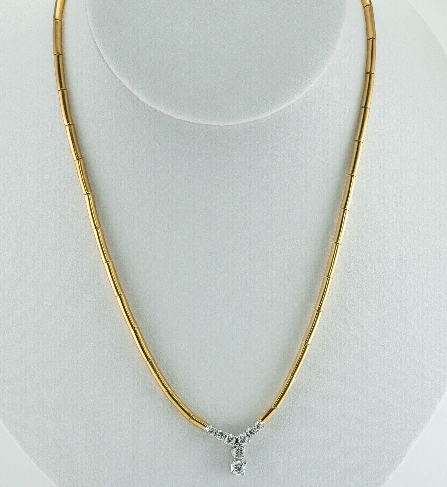 Diamant-Halskette 18K Gold Choker .91 TDW V-Shape im Angebot 2