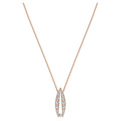 Diamond Necklace 18K Rose Gold Lotus Down Pearl Necklace