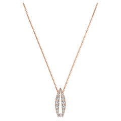 Diamond Necklace 18K Rose Gold Lotus Down Pearl Necklace
