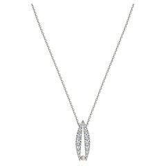 Diamond Necklace 18K White Gold Lotus Down Pearl Necklace