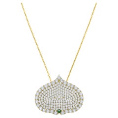 Emerald Diamond Necklace 18K Yellow Gold Eye Adore Pendant