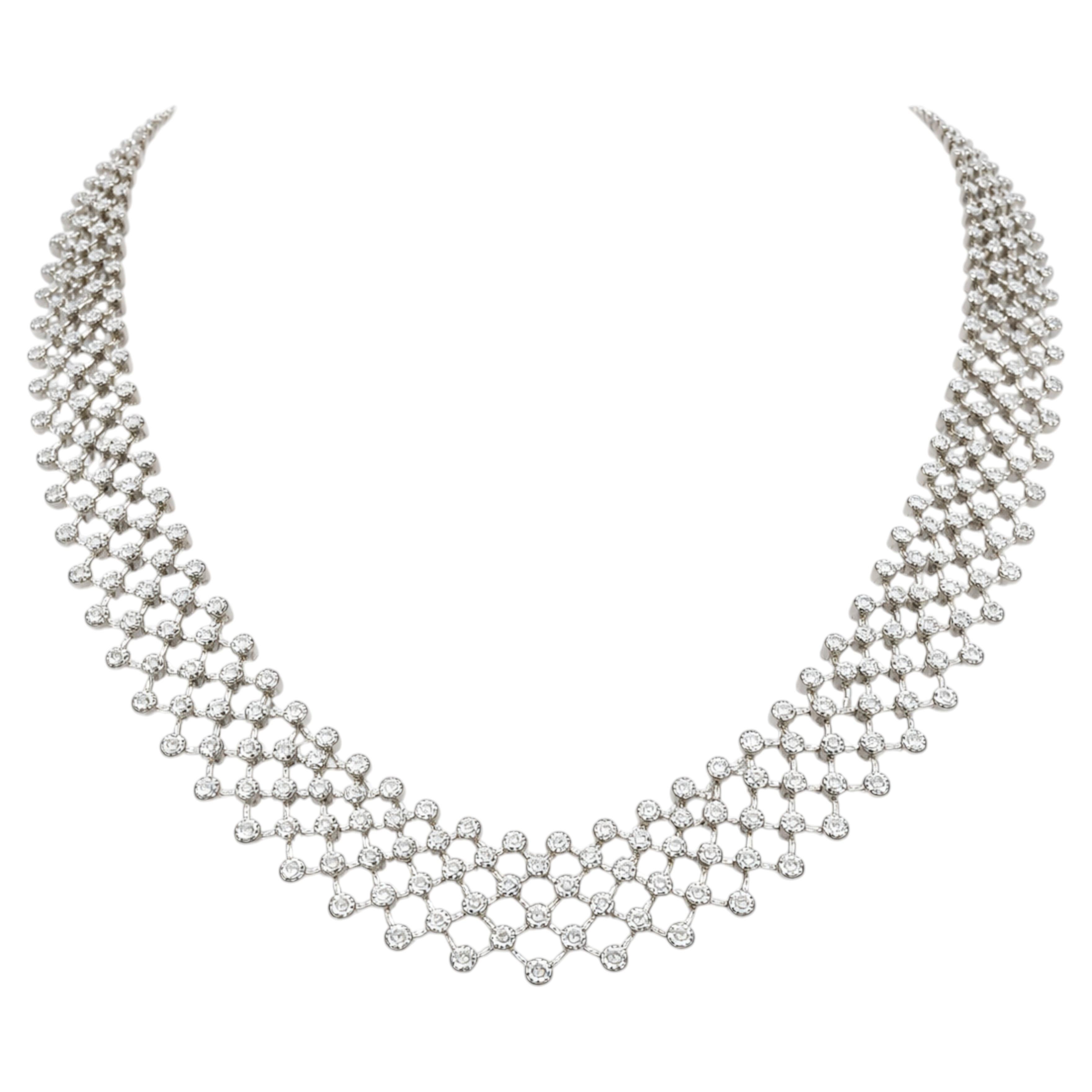 Collier de diamants 2.40 carats or blanc 18K Brilliant Cut Collier