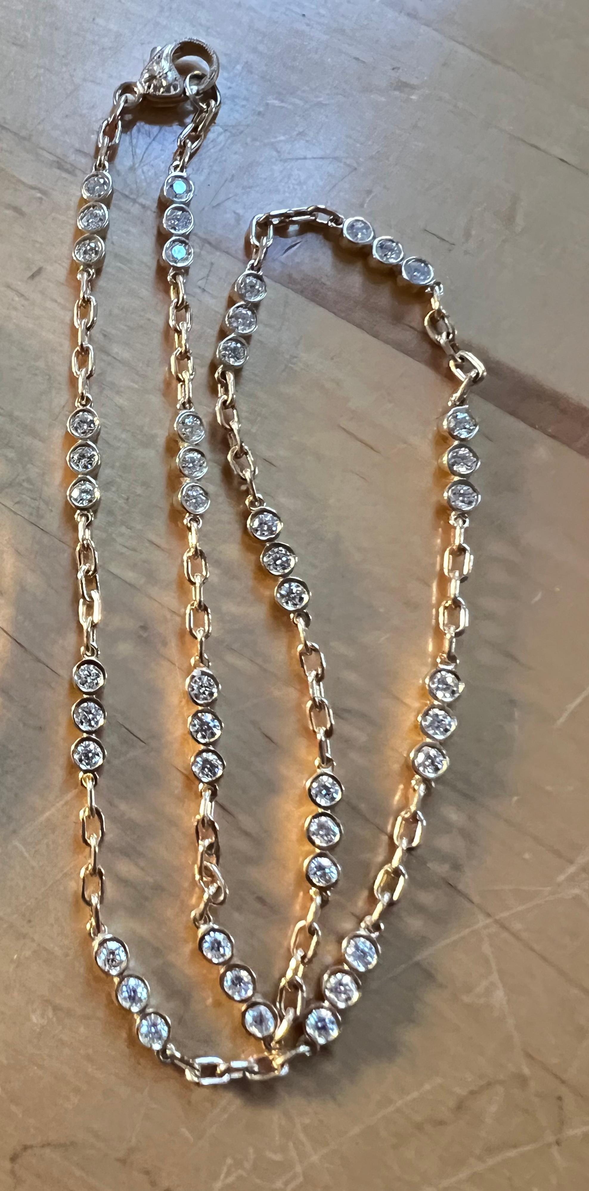 Artisan Diamond Necklace 4 carats For Sale