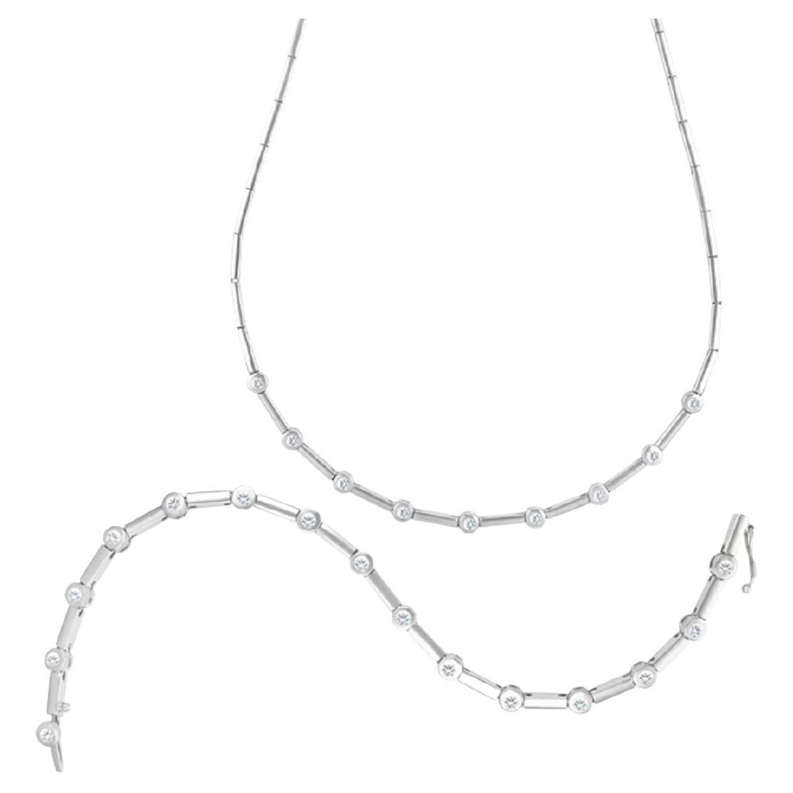 Diamond Necklace and Bracelet Set, with Approximately 1.50 Carats Diamonds For Sale