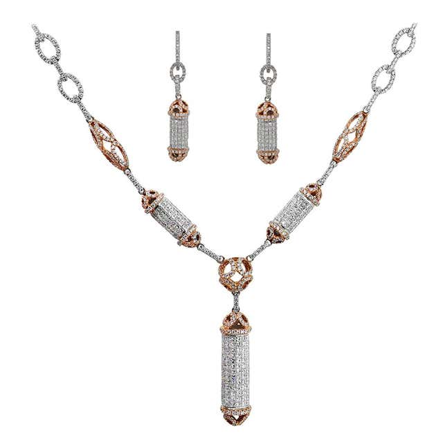 Diamond heart necklace and earring set Clearance