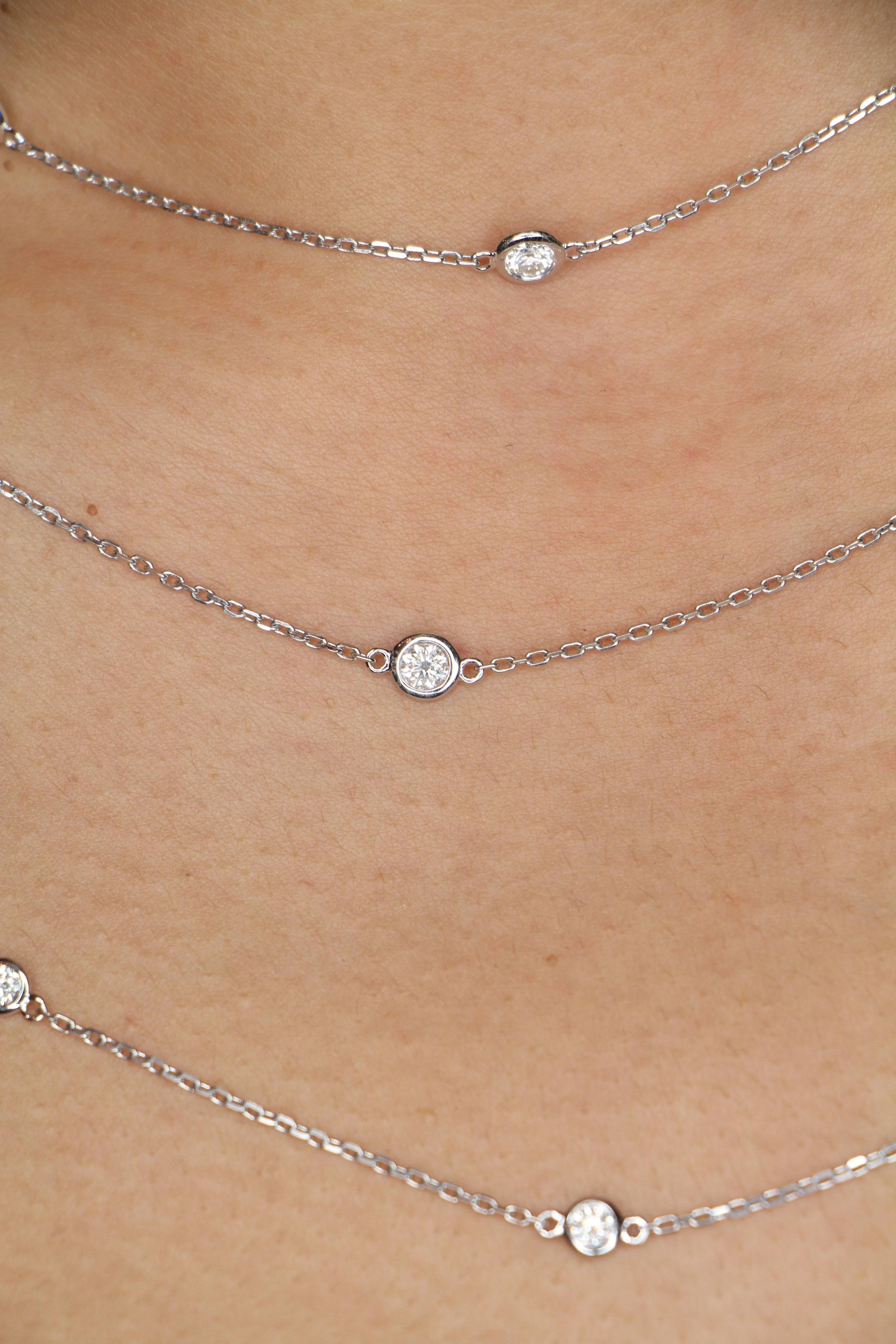 Contemporary GVS 1.54 Carat White Diamond Necklace and 18K White Gold Sautoir Long Necklace