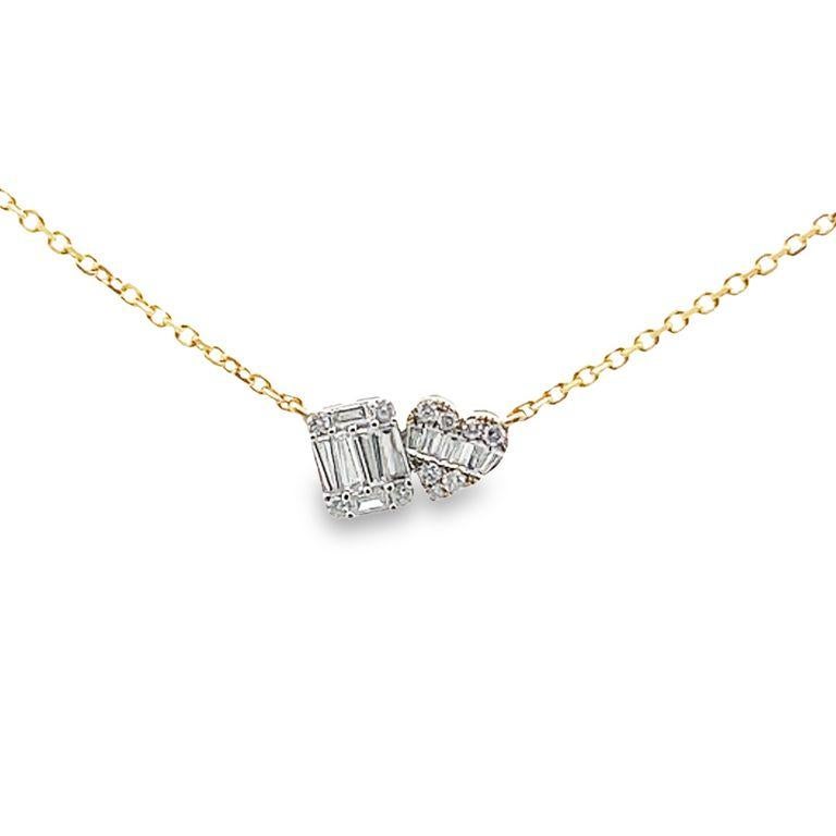 Wir freuen uns, Ihnen unsere atemberaubende Diamant-Halskette präsentieren zu können, die einen faszinierenden quadratischen und herzförmigen Anhänger zeigt, der anmutig an einer zarten Kette hängt. Dieses bezaubernde Meisterwerk verbindet