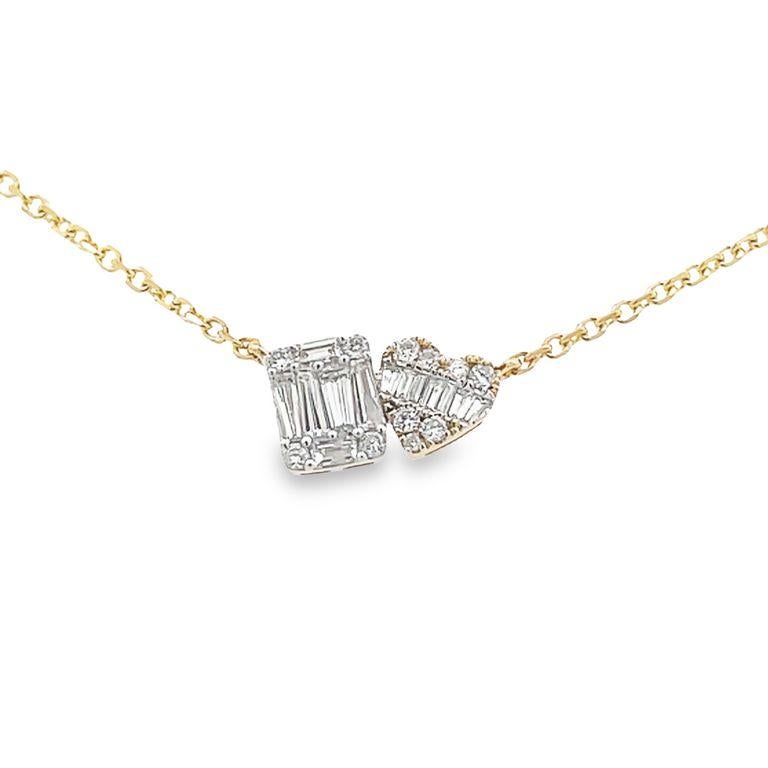 Diamant-Halskette Baguette & rund .60ct 14K Gelbgold 16