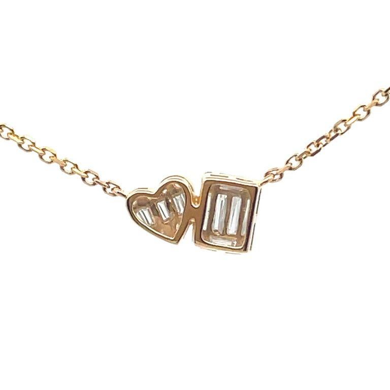 Diamant-Halskette Baguette & rund .60ct 14K Gelbgold 16