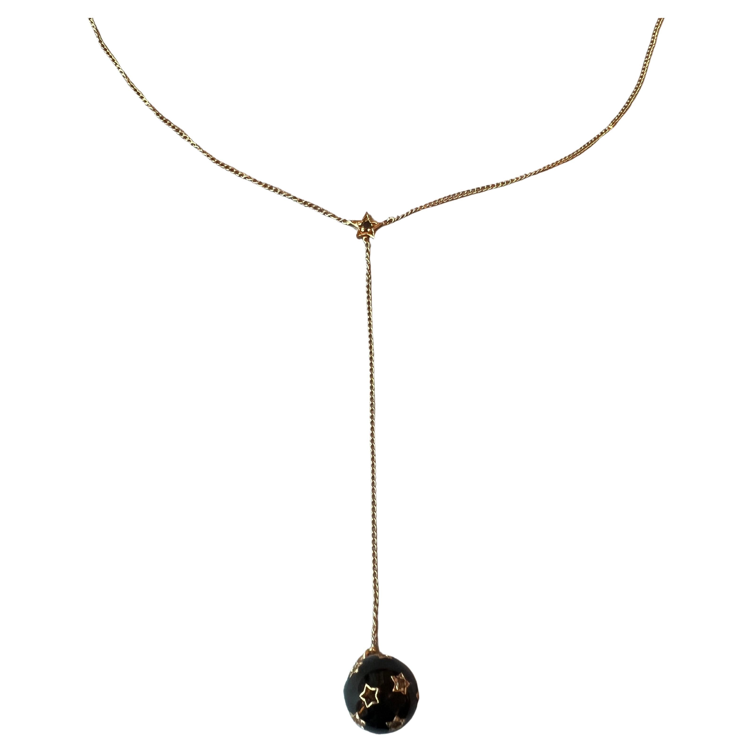 Diamant-Halskette Ball-Anhänger Star Schwarz Emaille