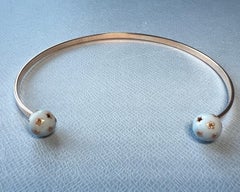Diamond Choker Necklace Bangle Orb Light Blue Enamel