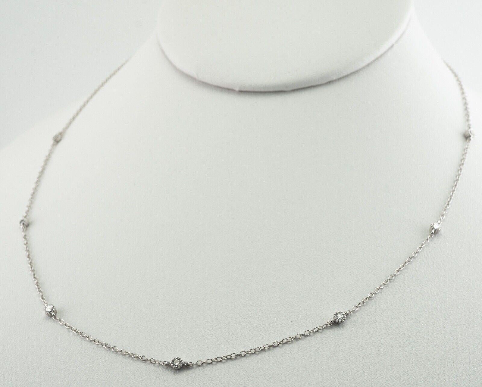 Diamond Necklace by the Yard Station 14k White Gold .20 Carat In Good Condition For Sale In East Brunswick, NJ