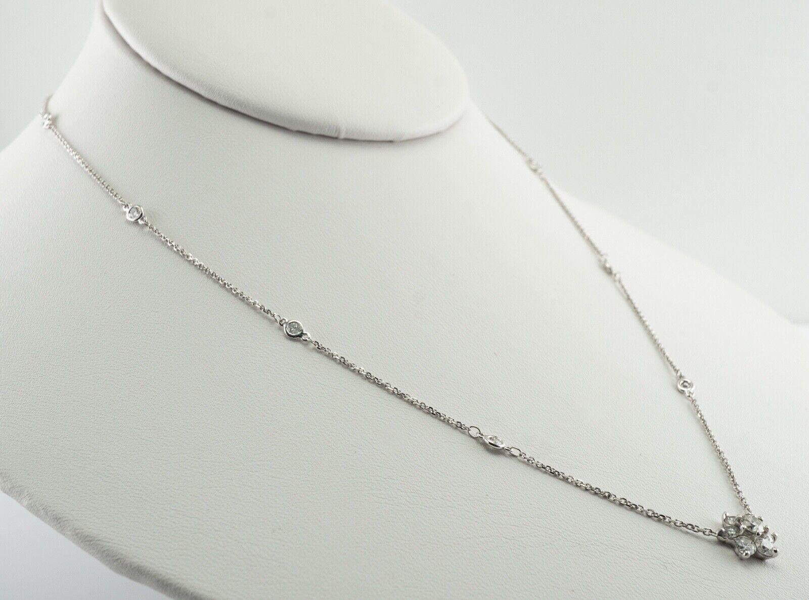 Diamond Necklace by the Yard Station Necklace 14k White Gold 1.18 Cts For Sale 8
