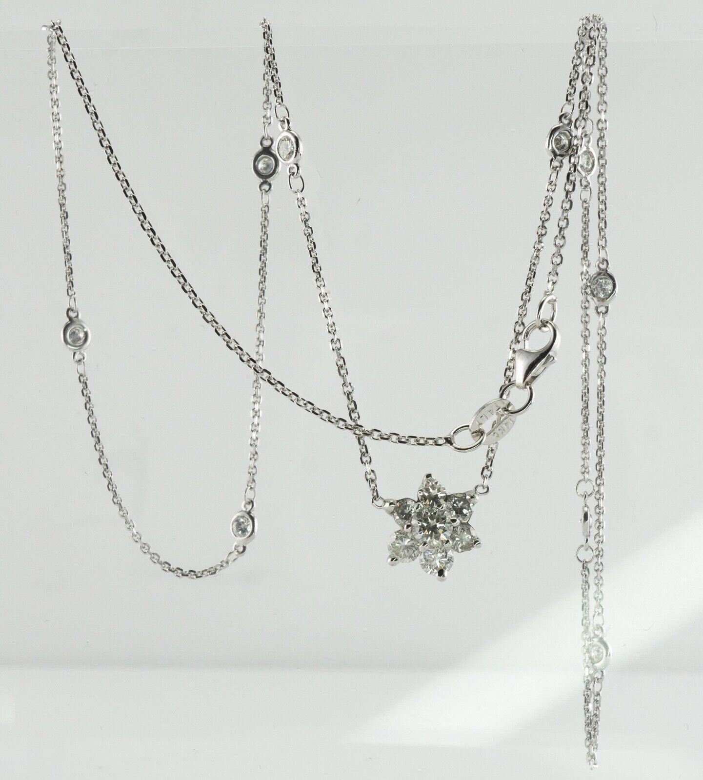 Diamond Necklace by the Yard Station Necklace 14K White Gold 1.18 cts 20