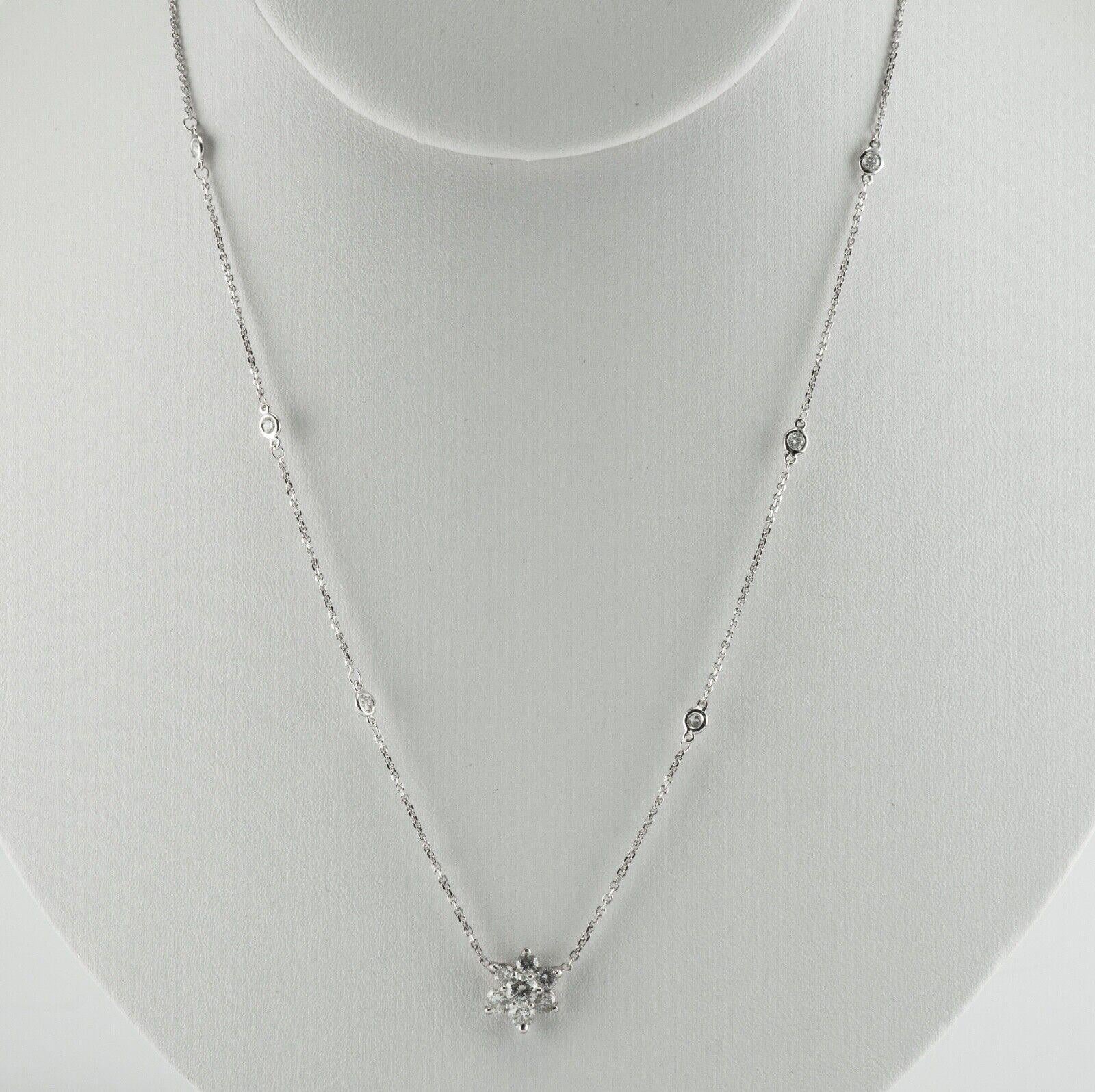 Round Cut Diamond Necklace by the Yard Station Necklace 14k White Gold 1.18 Cts For Sale