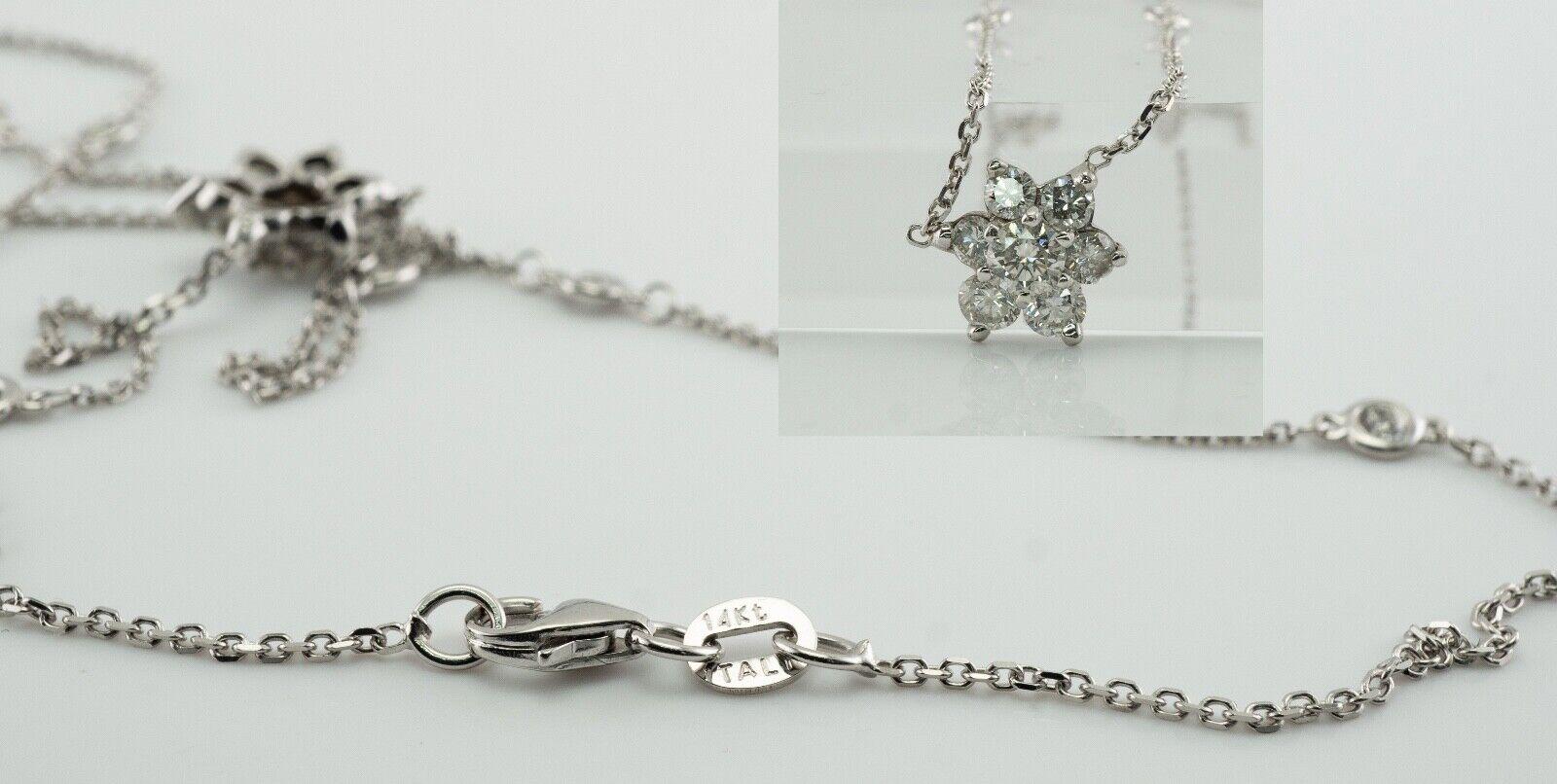 Diamond Necklace by the Yard Station Necklace 14k White Gold 1.18 Cts For Sale 3