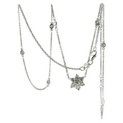 Diamond Necklace by the Yard Station Necklace 14k White Gold 1.18 Cts