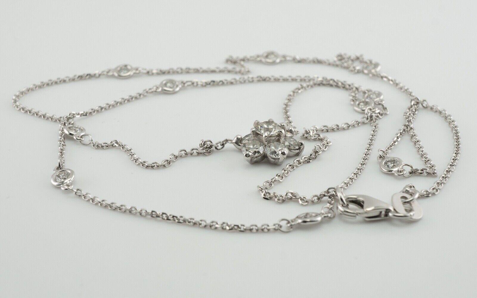 Collana di diamanti da un metro Collana a stazione in oro bianco 14k 1,18 carati in vendita 5