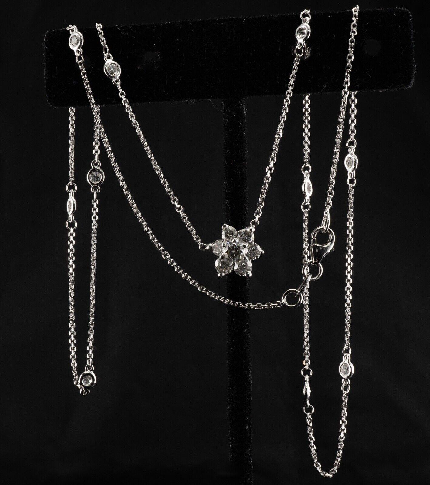 Collana di diamanti da un metro Collana a stazione in oro bianco 14k 1,18 carati in vendita 6