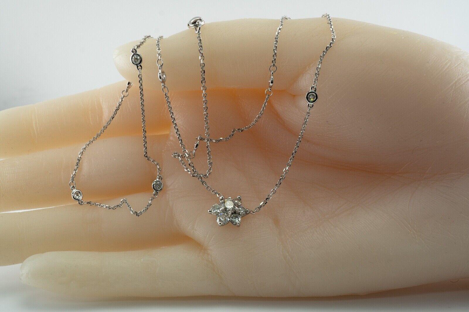 Collana di diamanti da un metro Collana a stazione in oro bianco 14k 1,18 carati in vendita 7