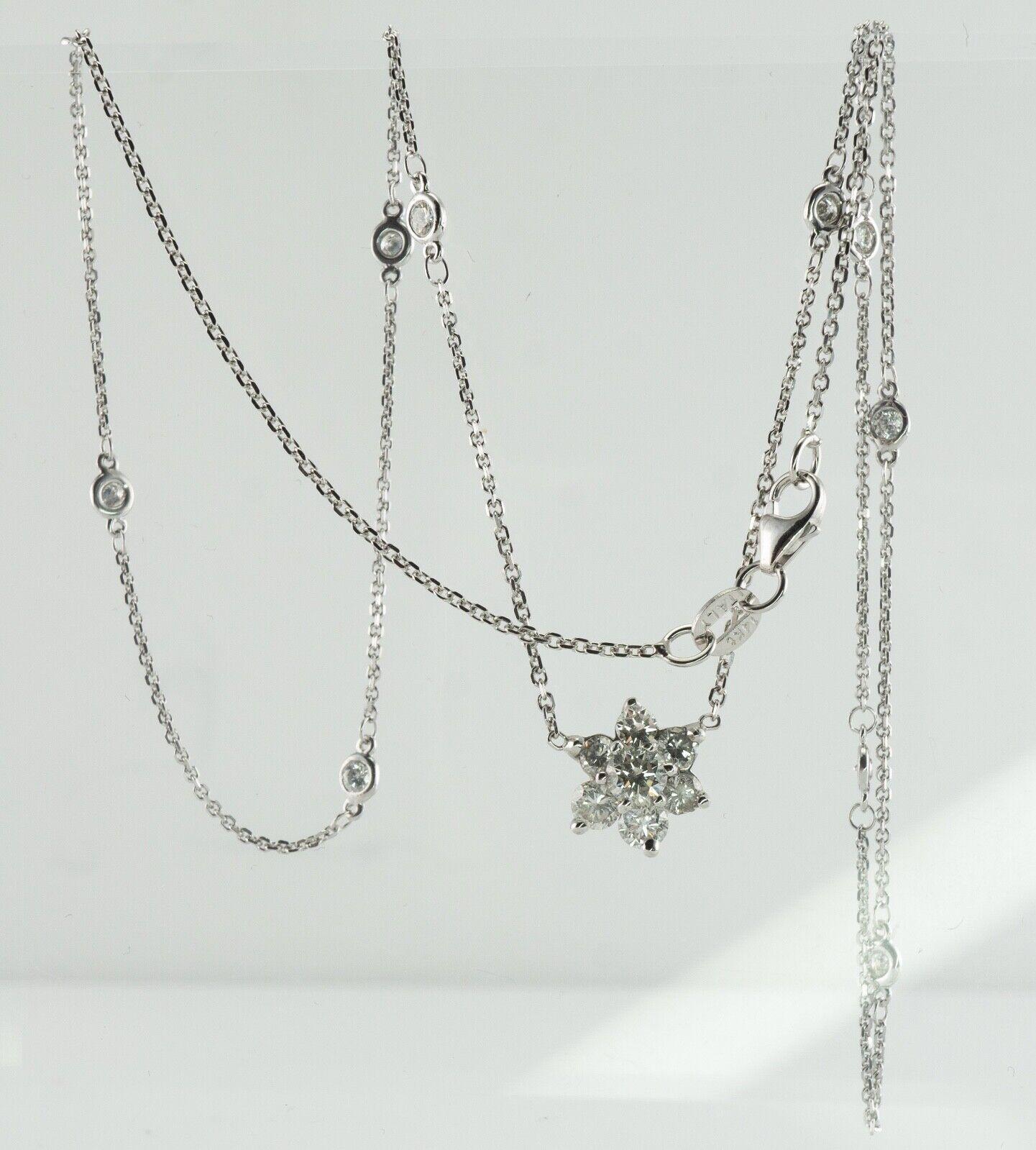 Collana di diamanti a metro Collana a stazione in oro bianco 14K 1,18 carati, lunga 20