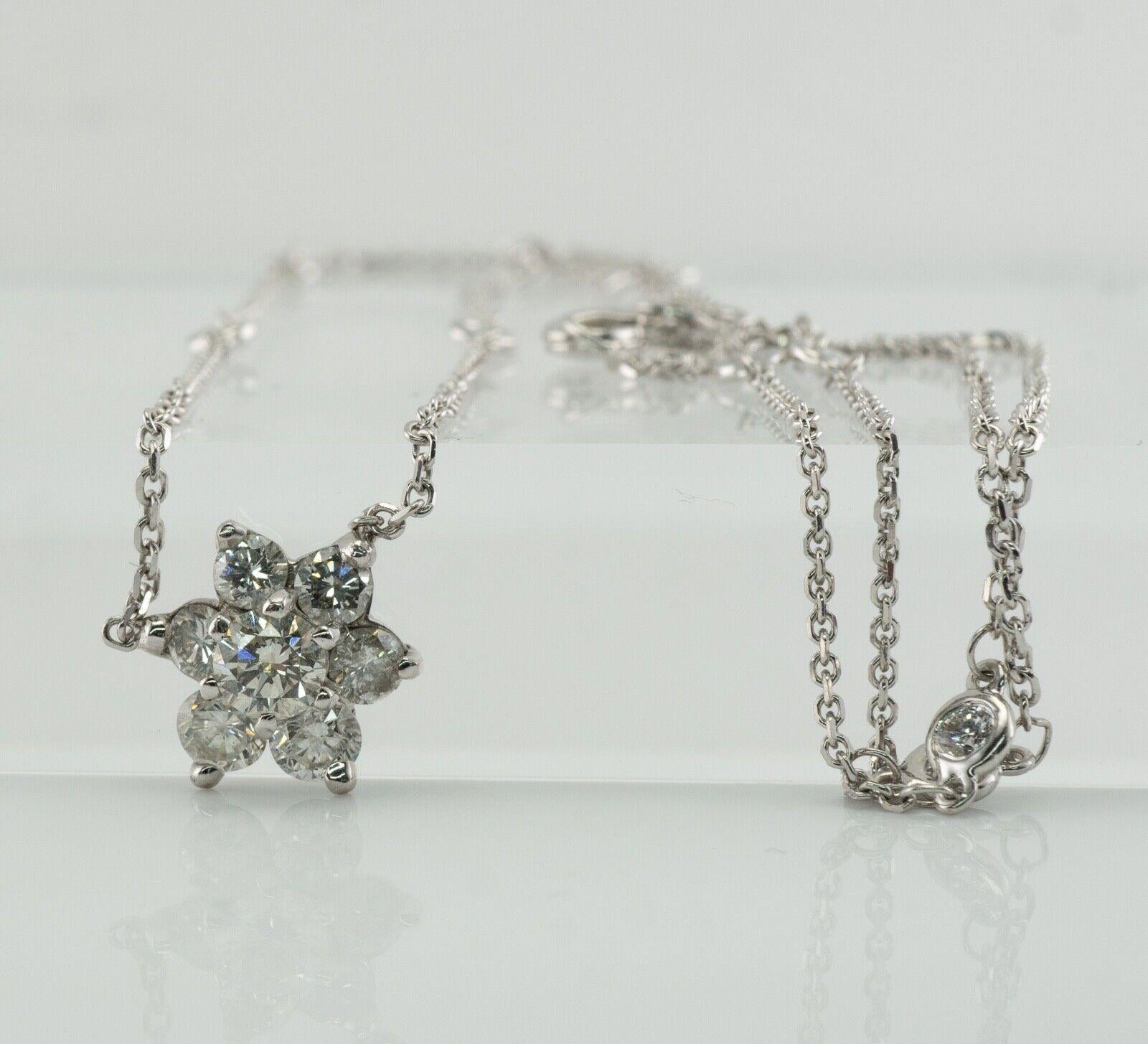 Collana di diamanti da un metro Collana a stazione in oro bianco 14k 1,18 carati In condizioni buone in vendita a East Brunswick, NJ