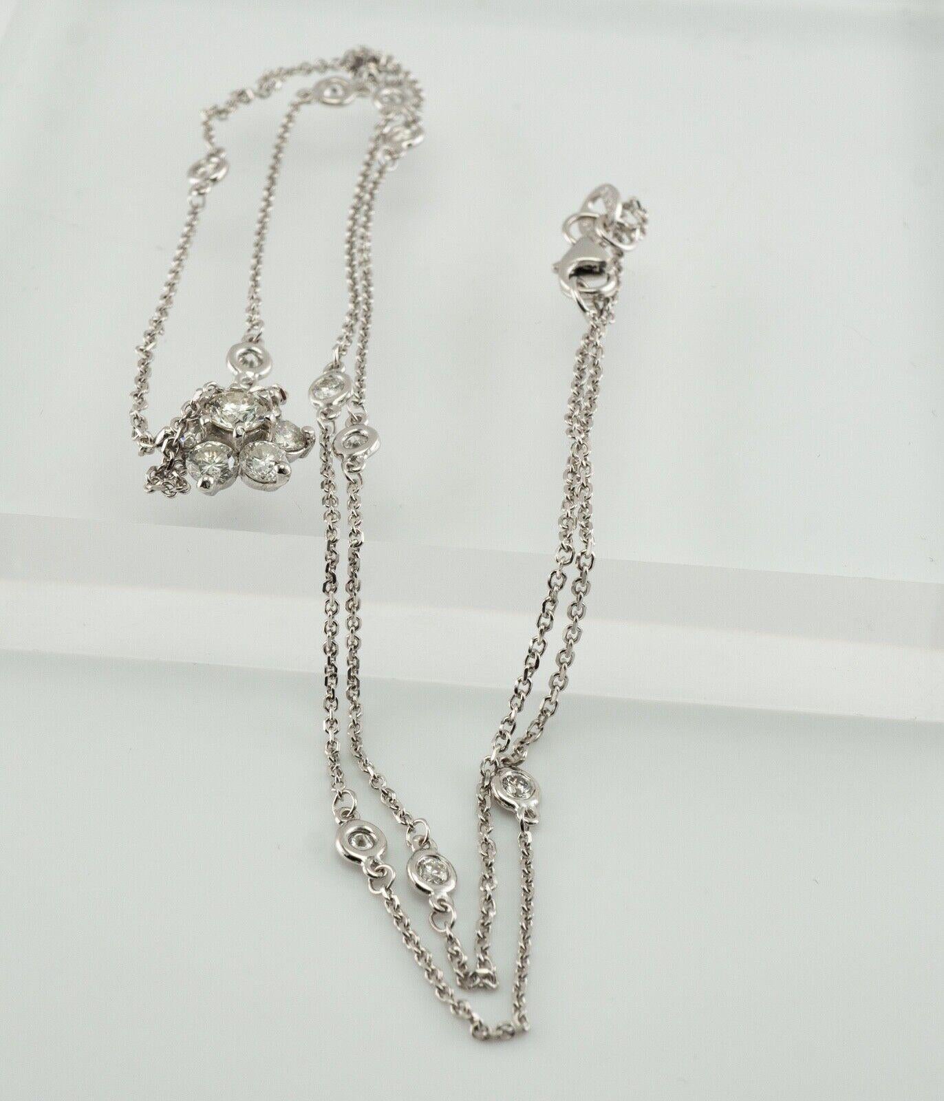 Collana di diamanti da un metro Collana a stazione in oro bianco 14k 1,18 carati in vendita 4