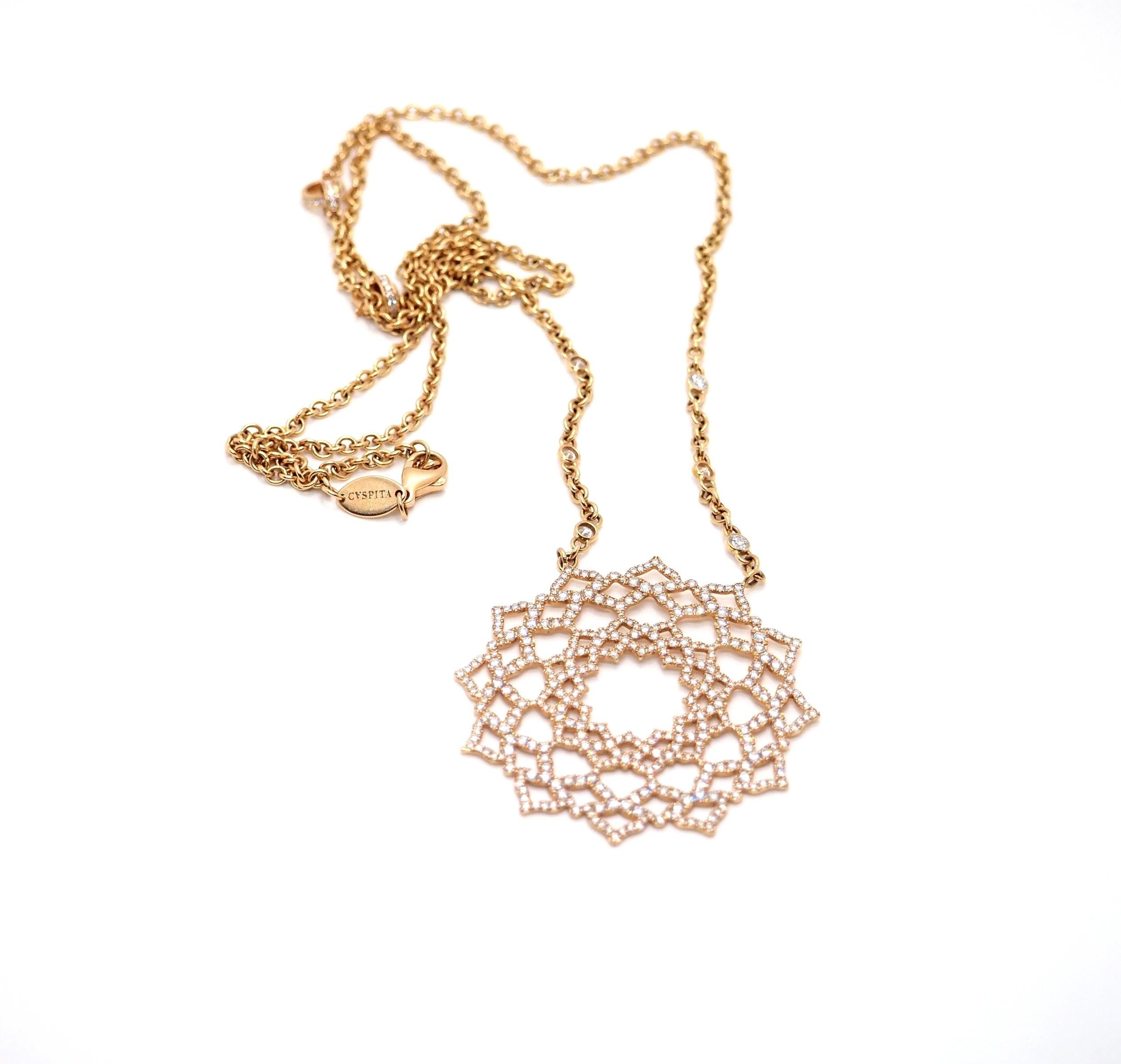 Diamond Necklace Chakras by Caspita 18 Karat Yellow Gold In New Condition For Sale In Geneva, CH