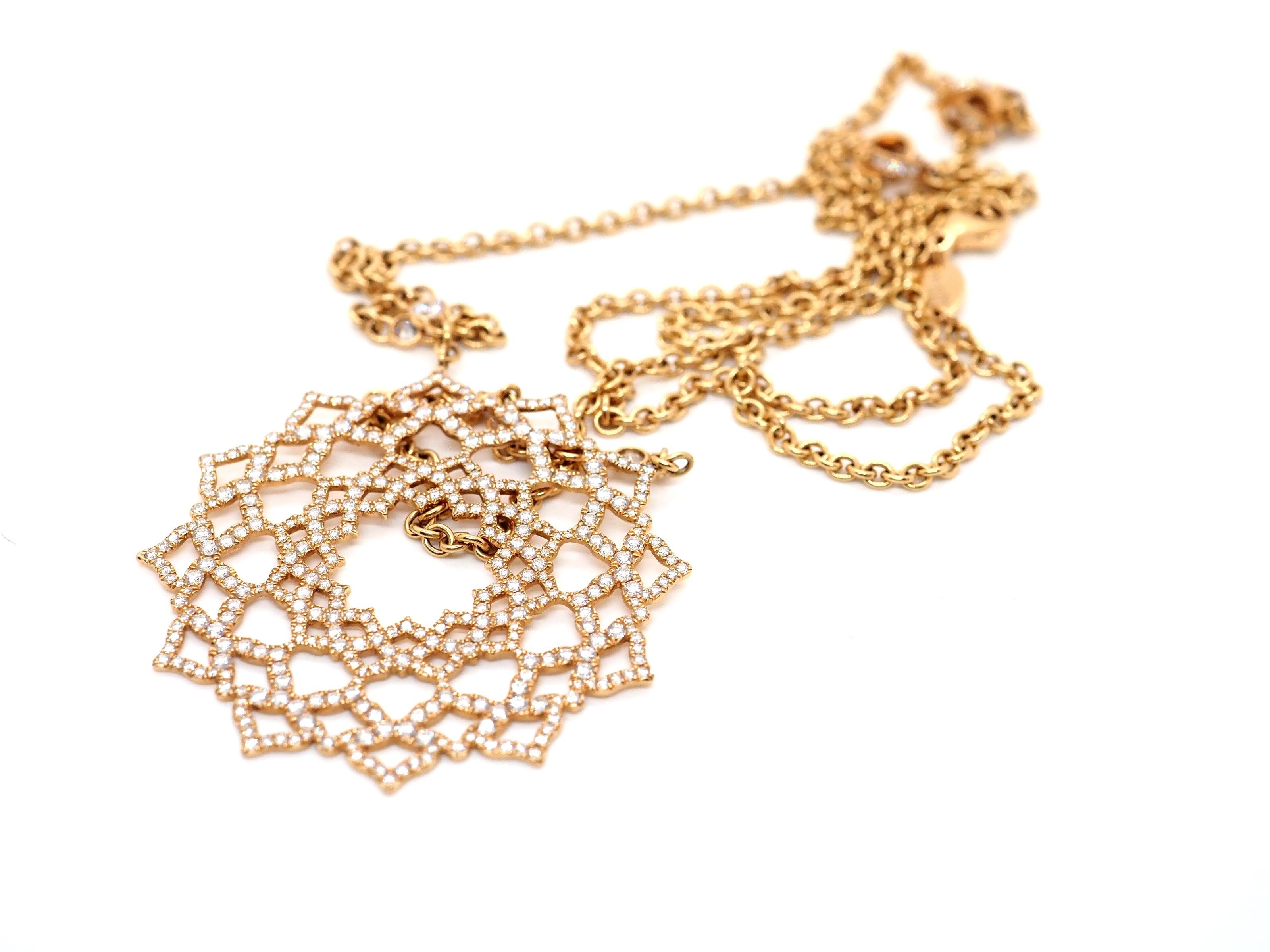 Women's or Men's Diamond Necklace Chakras by Caspita 18 Karat Yellow Gold For Sale