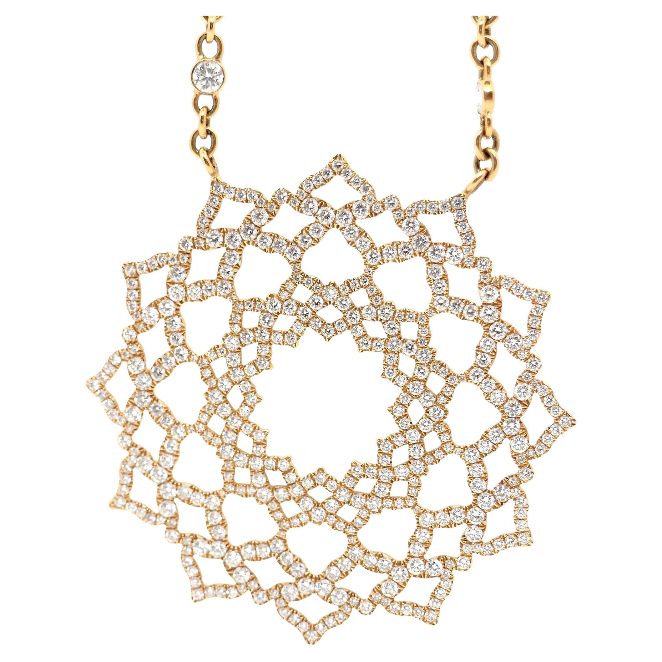 Diamond Necklace Chakras by Caspita 18 Karat Yellow Gold For Sale