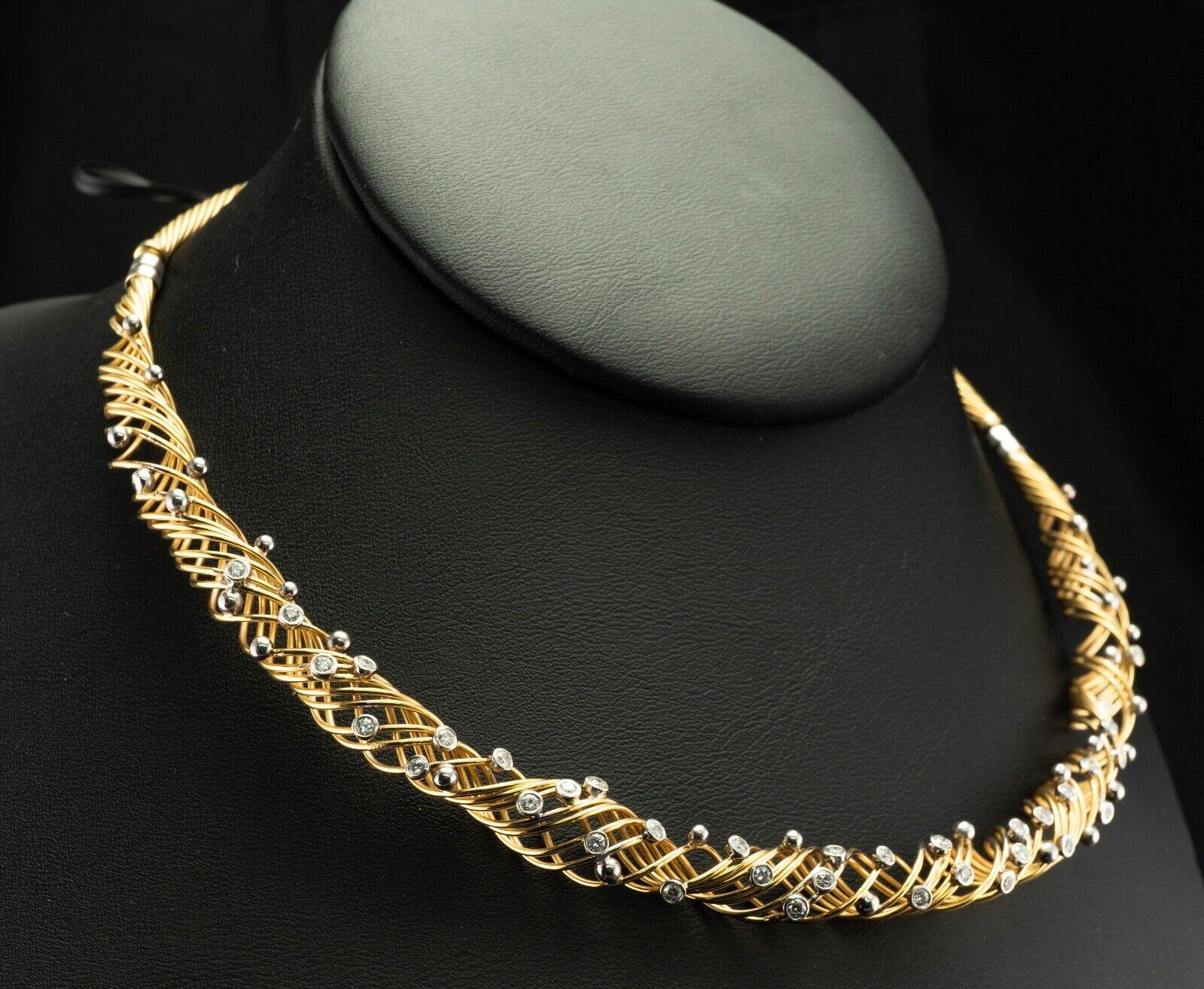 Diamond Necklace Choker 18K Gold For Sale 4